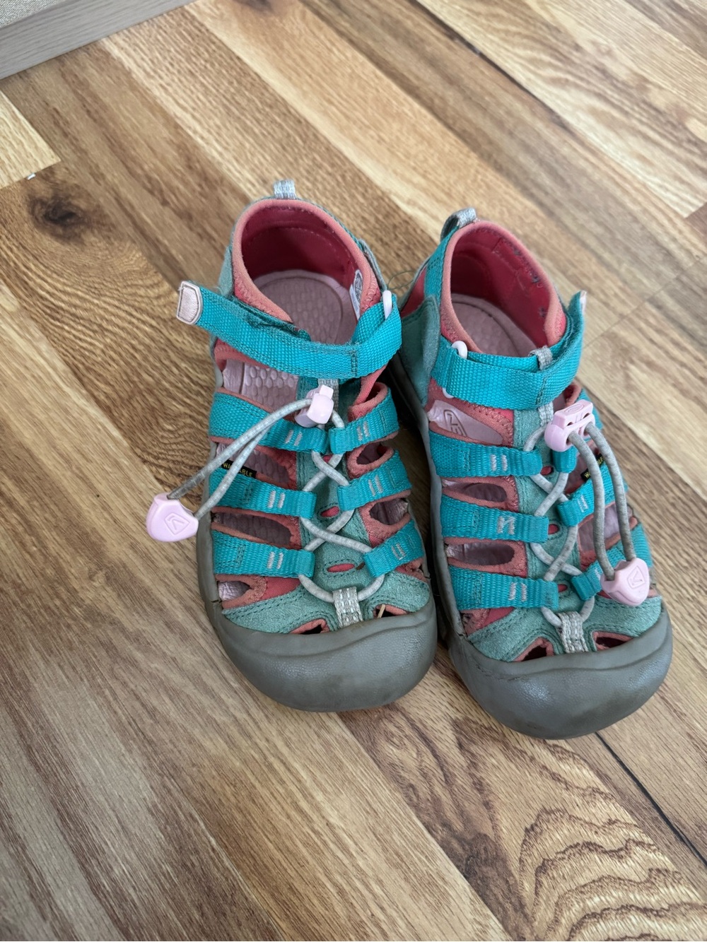 Keen Teal and Coral Kids Outdoor Sandals
